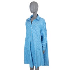 BALENCIAGA blue white red cotton 2020 STRIPED POPLIN SHIRT Dress 34 XS