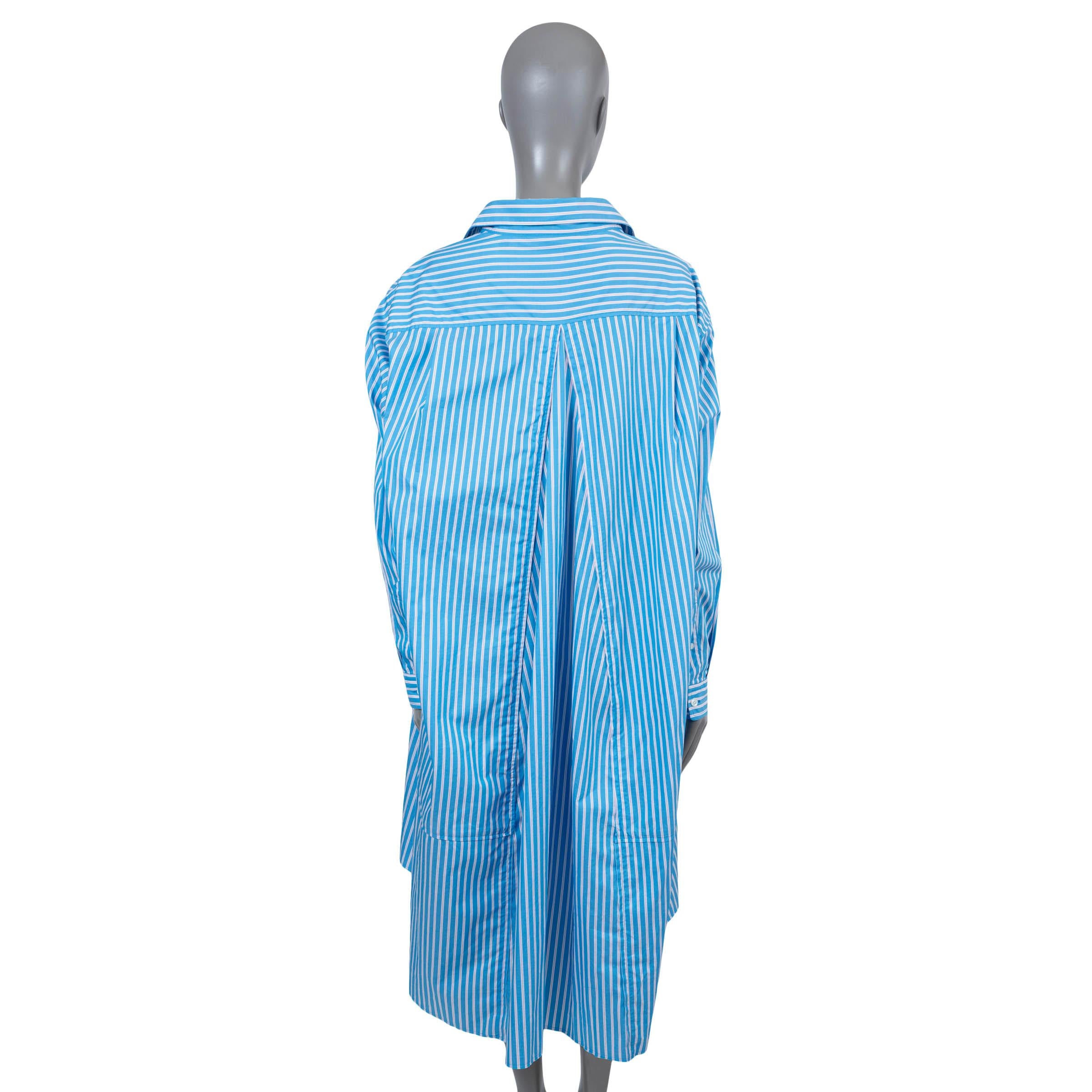 Blue BALENCIAGA blue white red cotton 2020 STRIPED POPLIN SHIRT Dress 34 XS For Sale