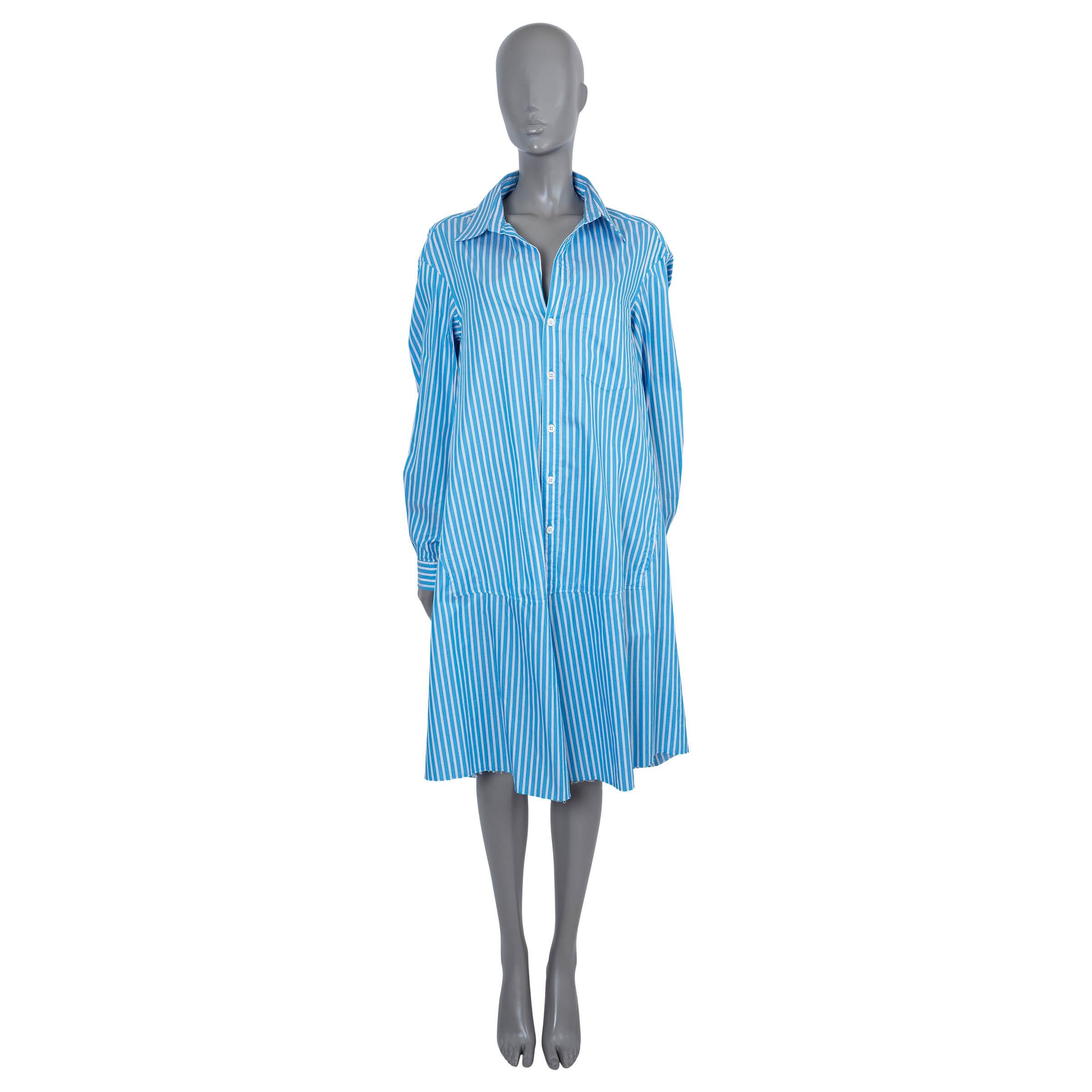 BALENCIAGA blue white red cotton 2020 STRIPED POPLIN SHIRT Dress 34 XS In Excellent Condition For Sale In Zürich, CH