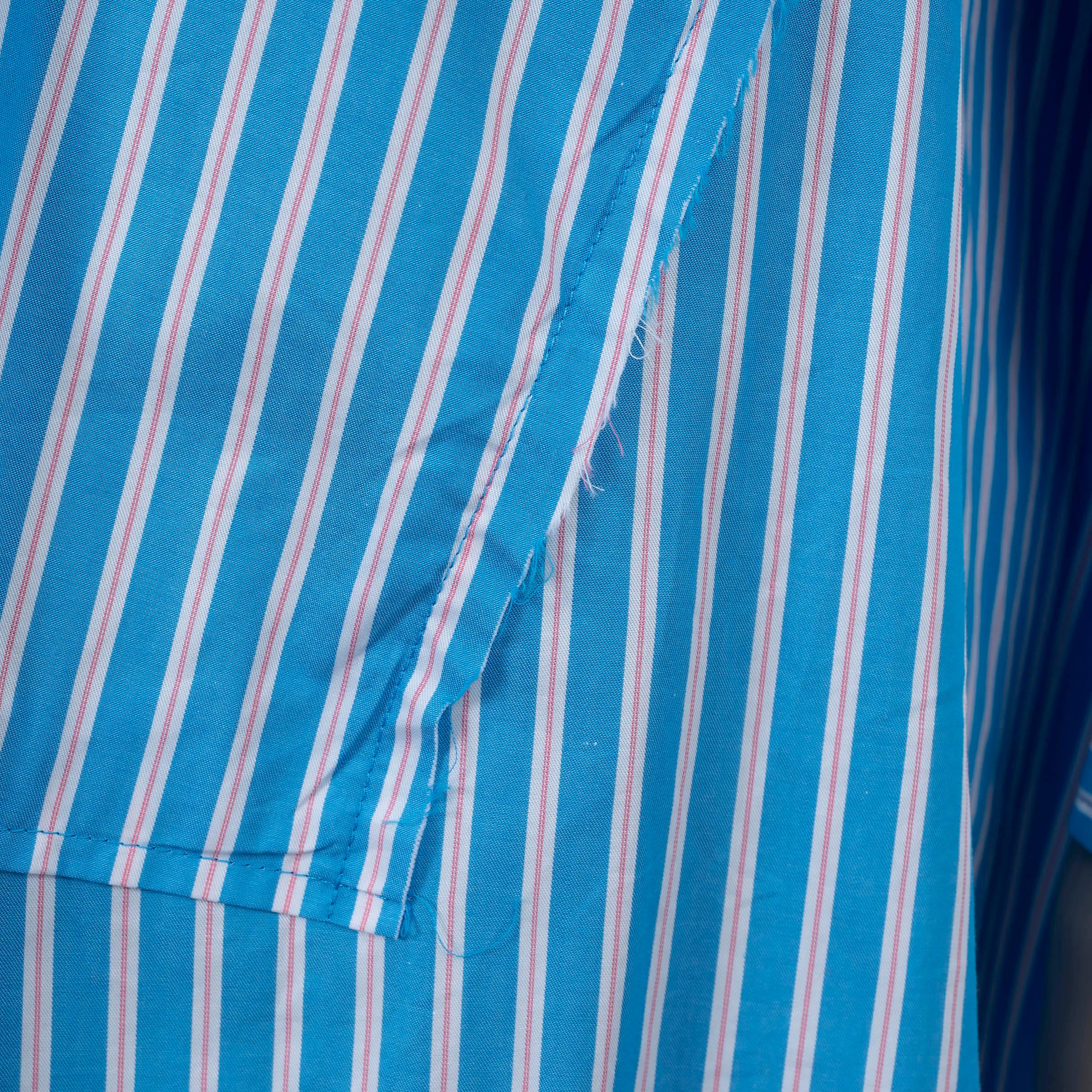 BALENCIAGA blue white red cotton 2020 STRIPED POPLIN SHIRT Dress 34 XS For Sale 1