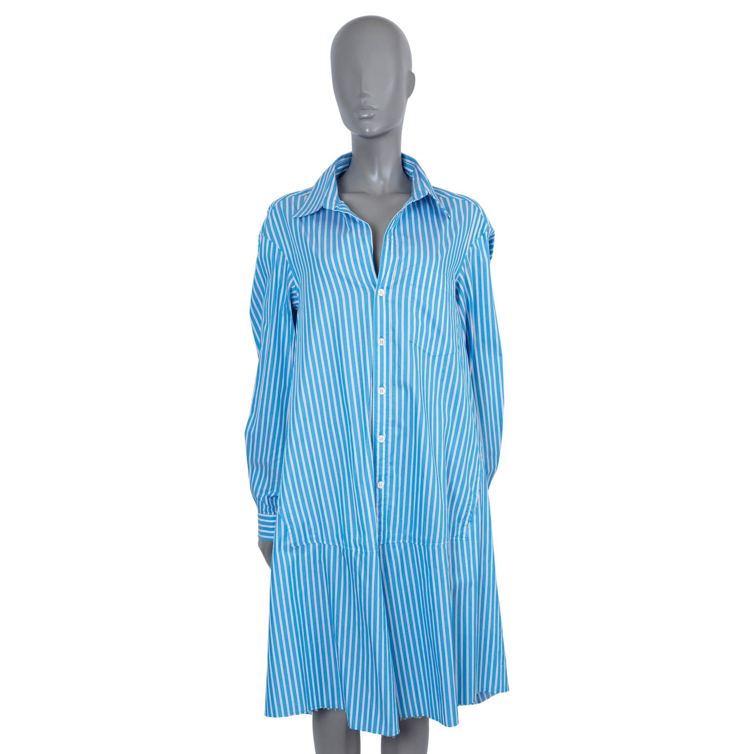 BALENCIAGA blue white red cotton 2020 STRIPED POPLIN SHIRT Dress 34 XS