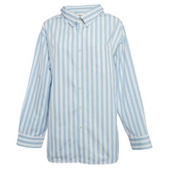 Balenciaga Blue/White Stripes Cotton Oversized Shirt M