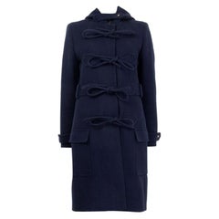 BALENCIAGA blue wool blend BOW DETAIL HODDED DUFFLE Coat Jacket 38 S