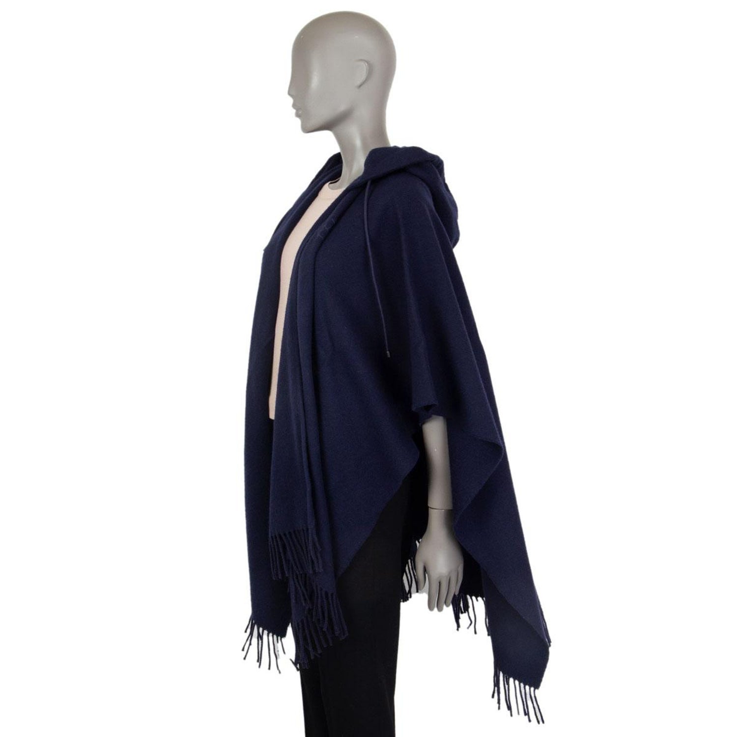 BALENCIAGA blue wool and cashmere HOODED PONCHO Cape Jacket One Size at  1stDibs | balenciaga poncho