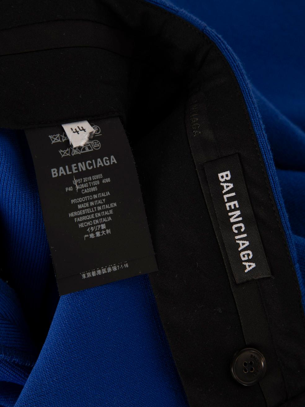 Women's Balenciaga Blue Wool Wide Leg Trousers Size XXL For Sale