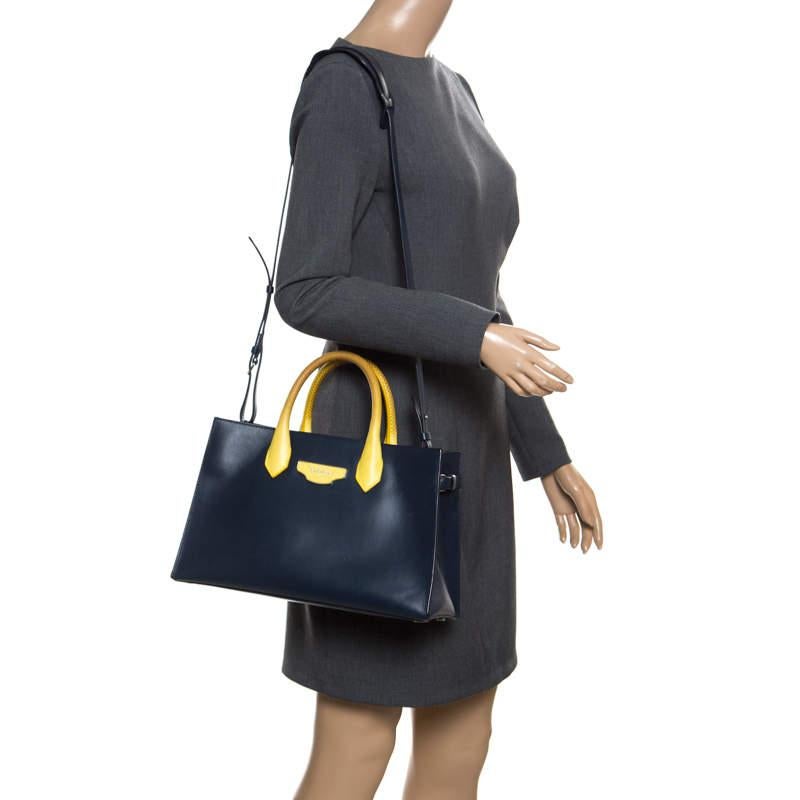 Balenciaga Blue/Yellow Leather Work S Top Handle Bag In Fair Condition For Sale In Dubai, Al Qouz 2