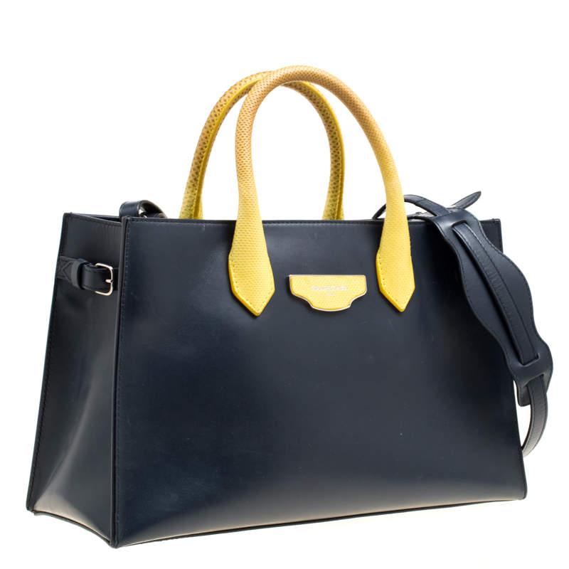 Balenciaga Blau/Gelb Leder Work S Top Handle Tasche Damen im Angebot