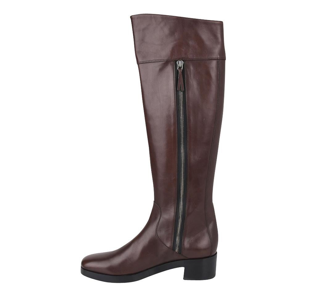 Black Balenciaga Boot Sleek Knee High Rich Cordovan 36.5 / 6.5 New For Sale