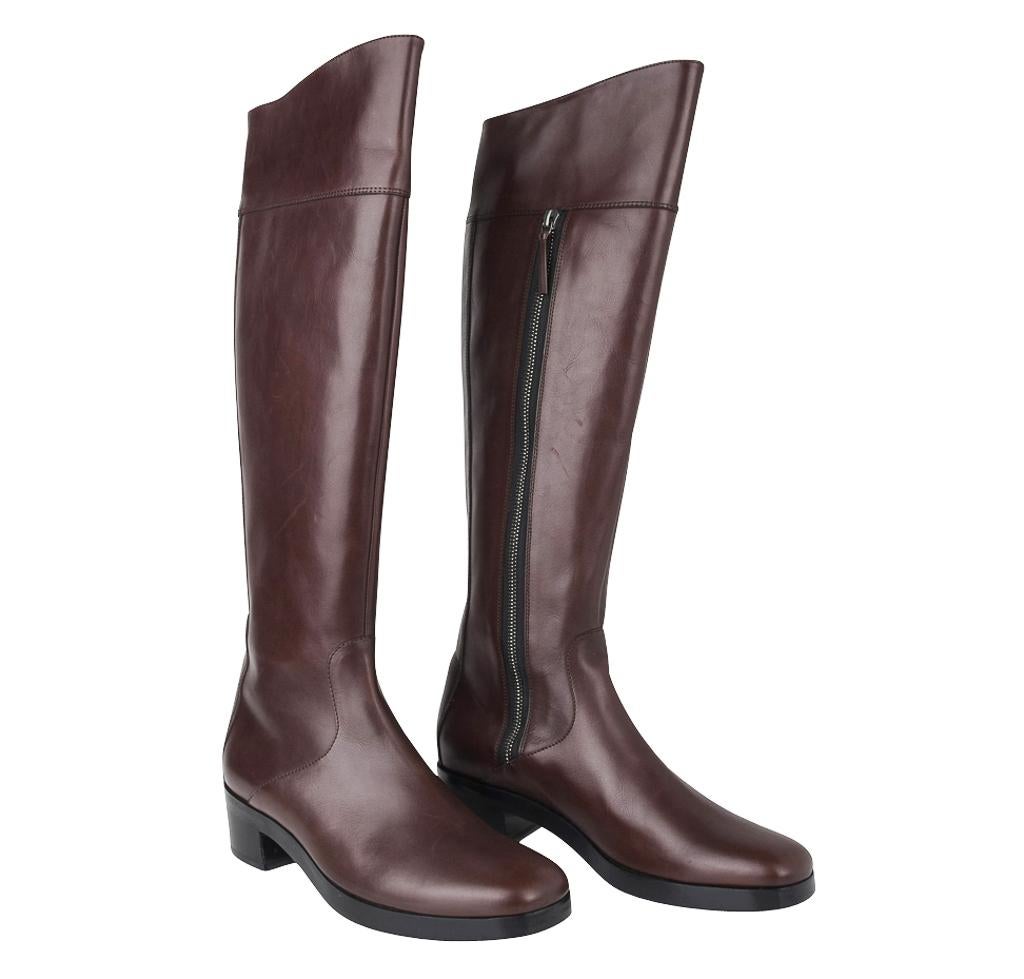 Balenciaga Boot Sleek Knee High Rich Cordovan 36.5 / 6.5 New In New Condition For Sale In Miami, FL