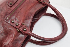 Balenciaga Bordeaux Chevre Purse Handbag 866829 Red Leather Satchel
