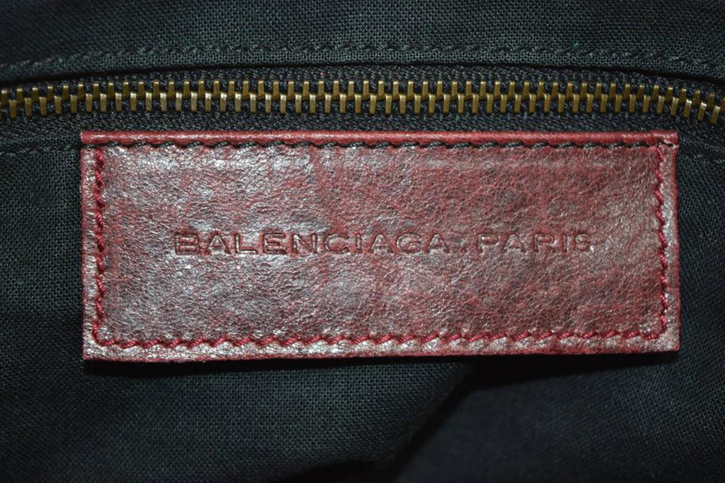 Brown Balenciaga Bordeaux Chevre Purse Handbag 866829 Red Leather Satchel For Sale