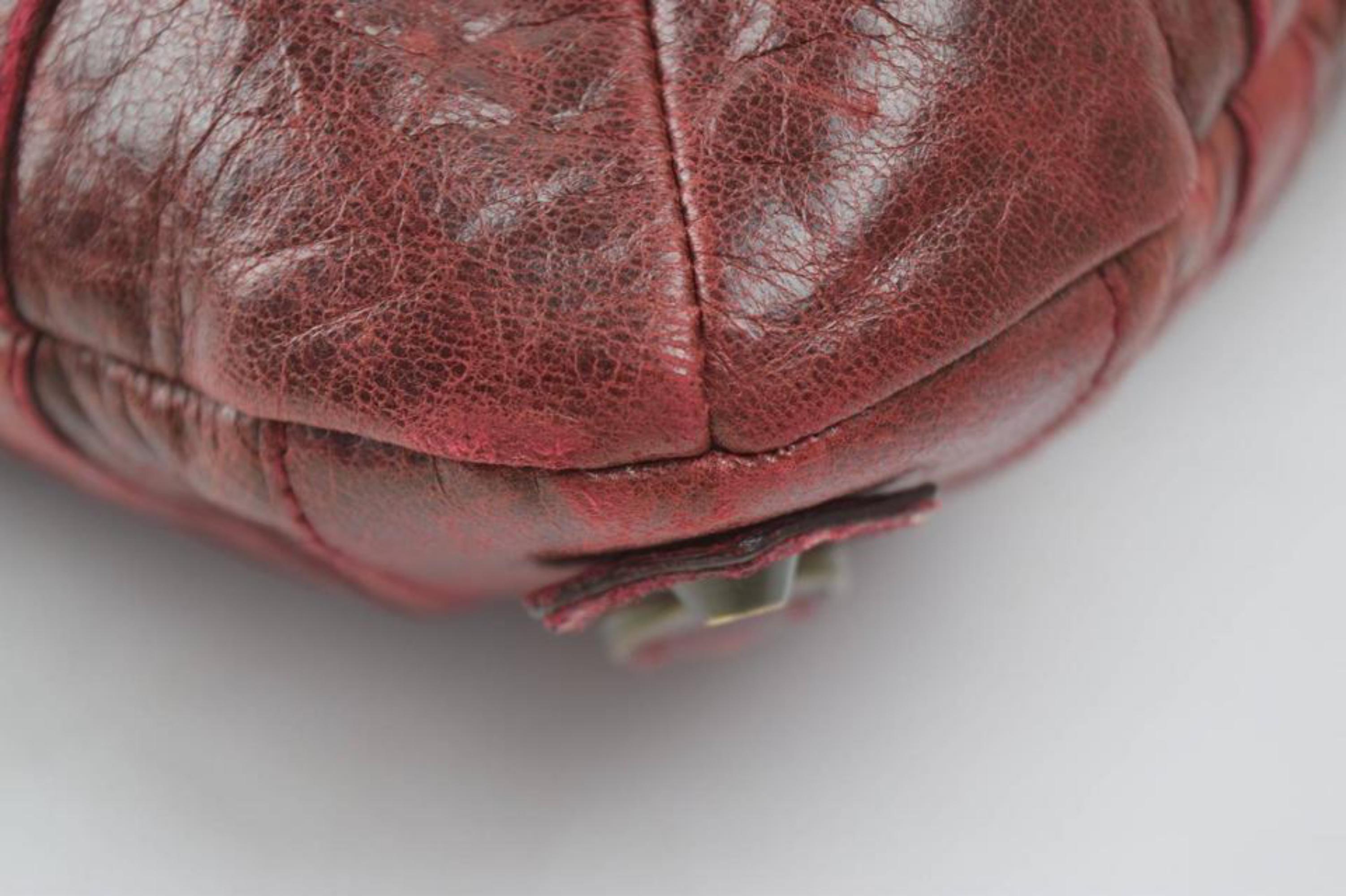 Women's Balenciaga Bordeaux Chevre Purse Handbag 866829 Red Leather Satchel For Sale