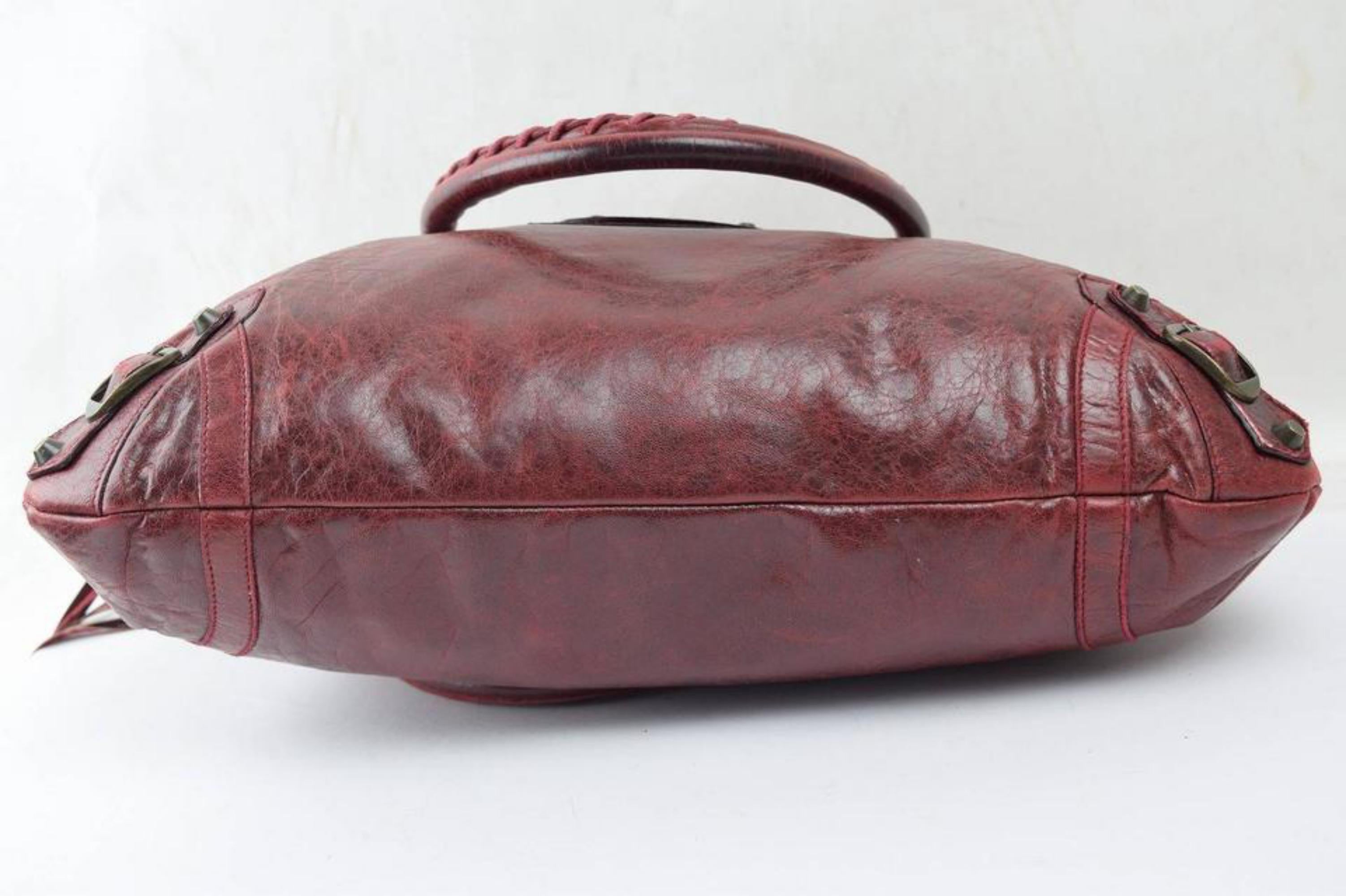 Balenciaga Bordeaux Chevre Purse Handbag 866829 Red Leather Satchel For Sale 2