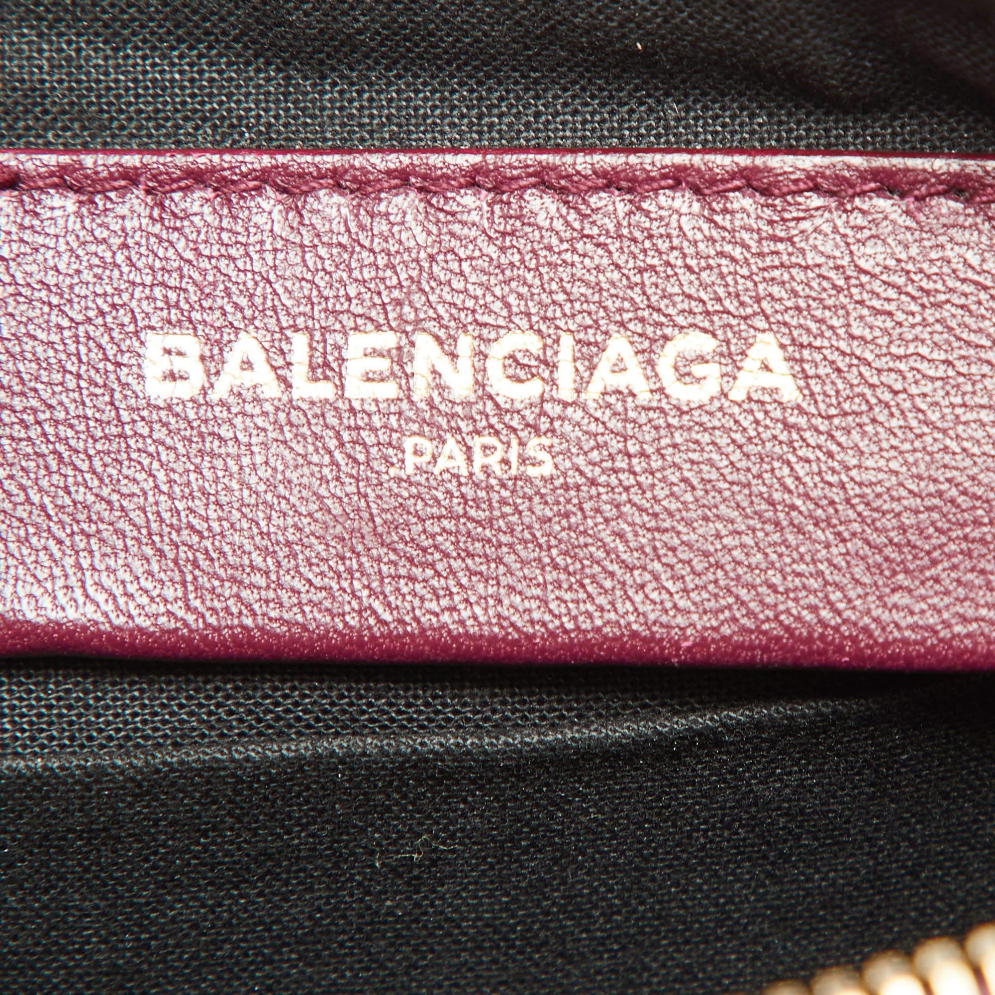 Balenciaga Bordeaux Croc Embossed Leather Zipper Clutch 2