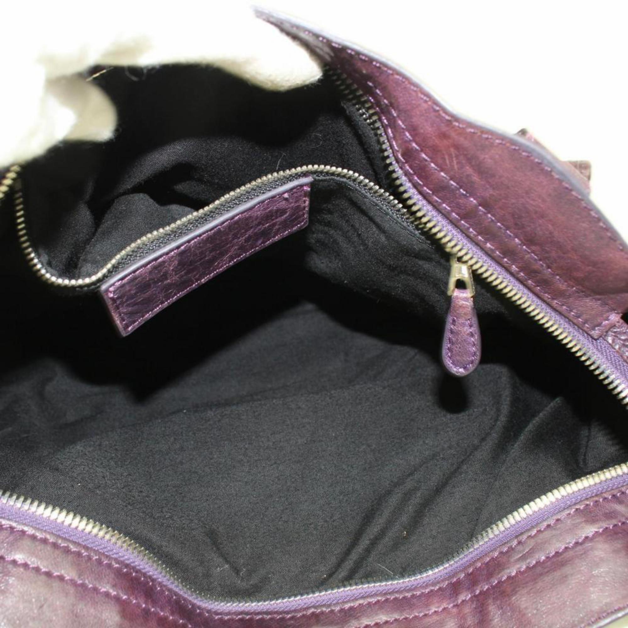 Gray Balenciaga Bordeaux Giant The City 2way 869736 Purple Leather Shoulder bag For Sale