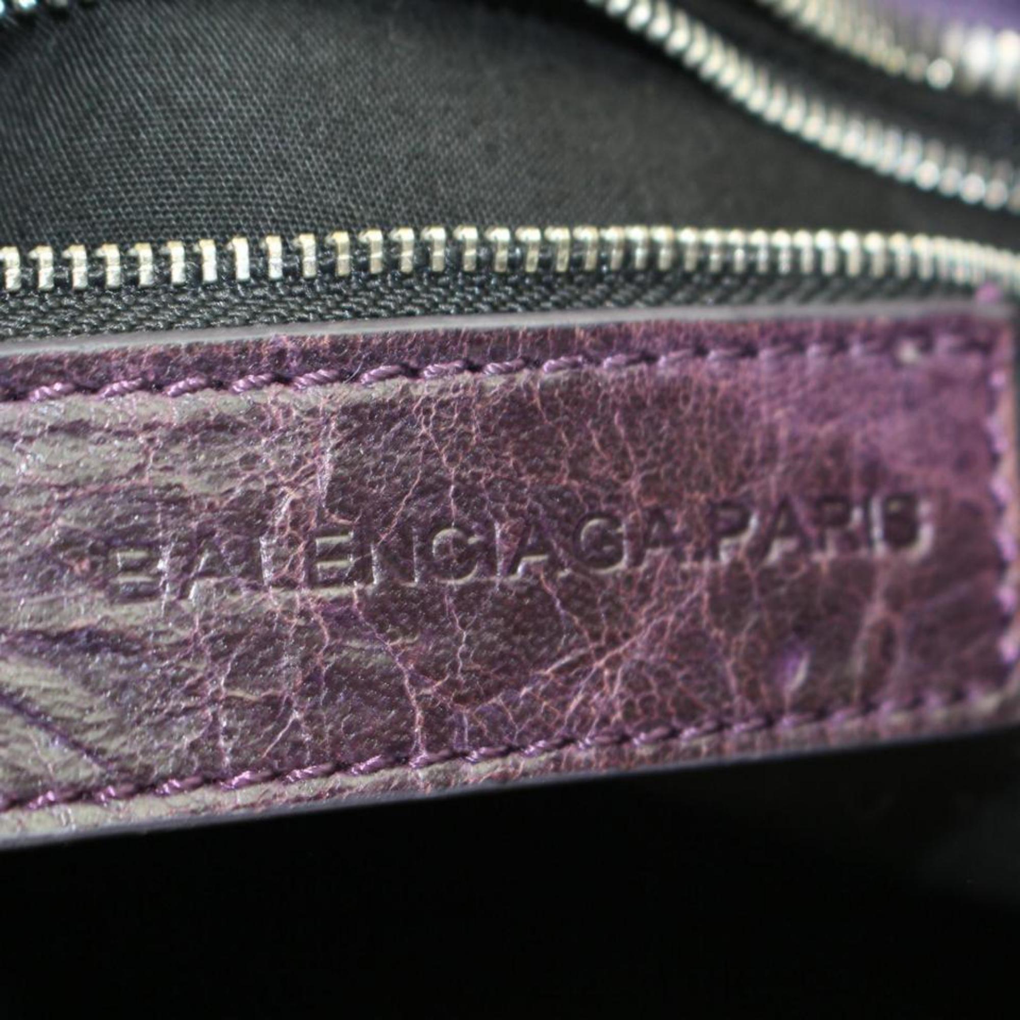 Balenciaga Bordeaux Giant The City 2way 869736 Purple Leather Shoulder bag In Good Condition For Sale In Forest Hills, NY