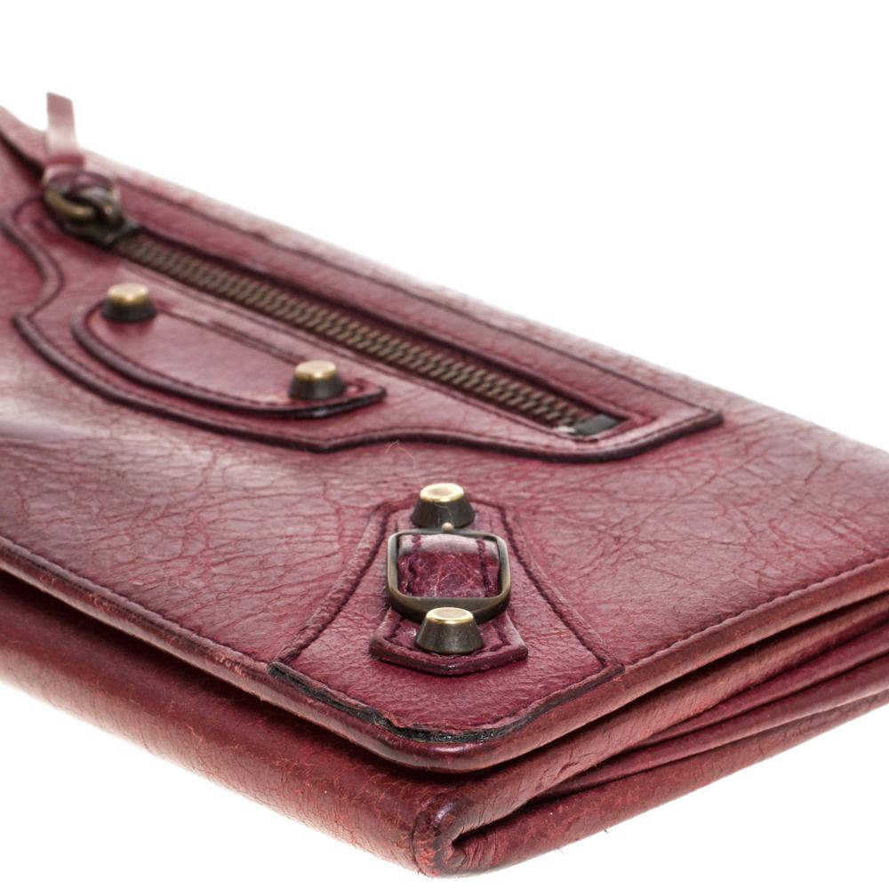 Balenciaga Bordeaux Leather City Wallet For Sale 2