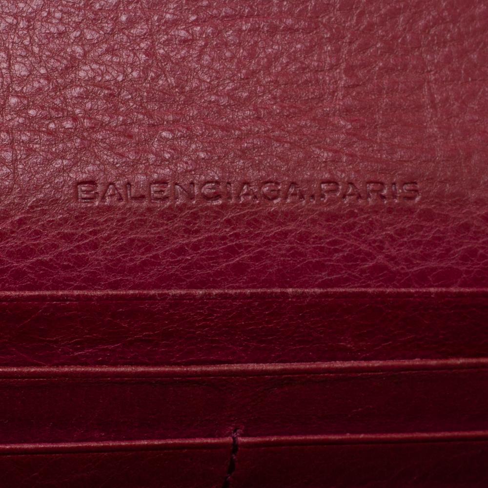 Brown Balenciaga Bordeaux Leather City Wallet For Sale