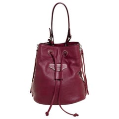 Balenciaga Bordeaux Leather Papier Plate Bucket Bag