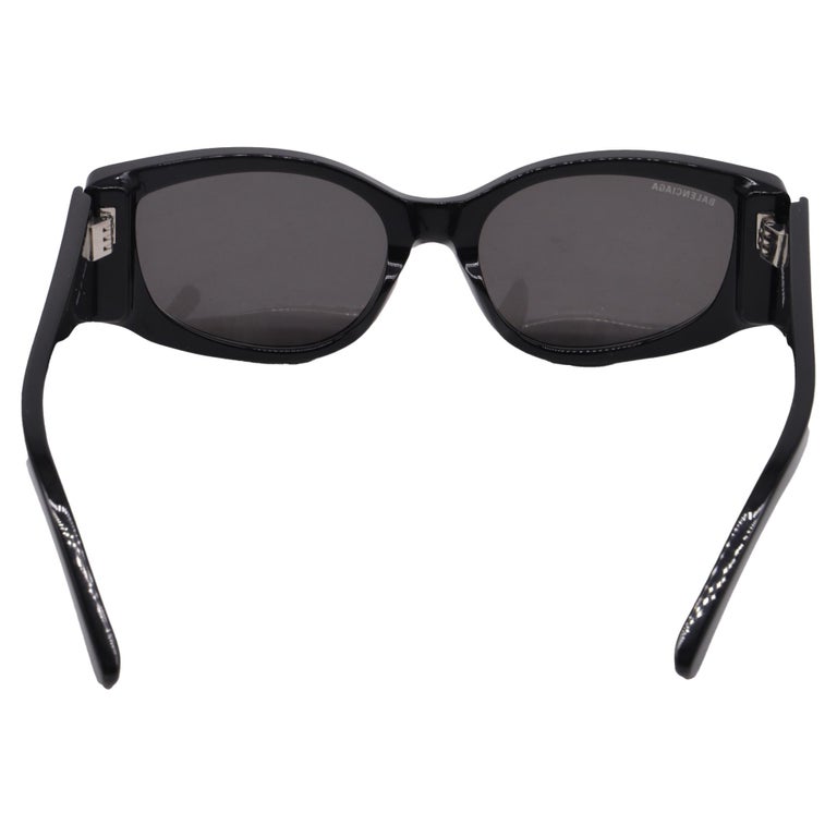 Balenciaga Bossy Round AF Sunglasses in Black Acetate For Sale at