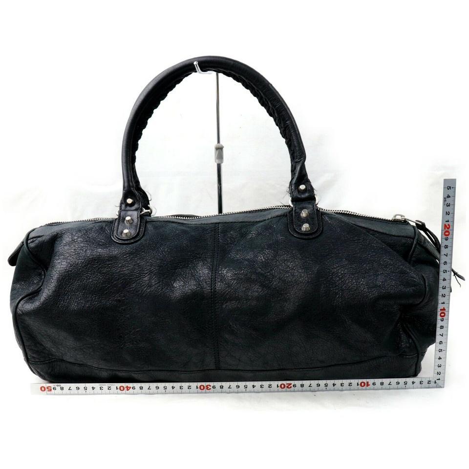 Balenciaga Boston Bag Polo Squash 871883 Black Leather Satchel In Good Condition In Dix hills, NY