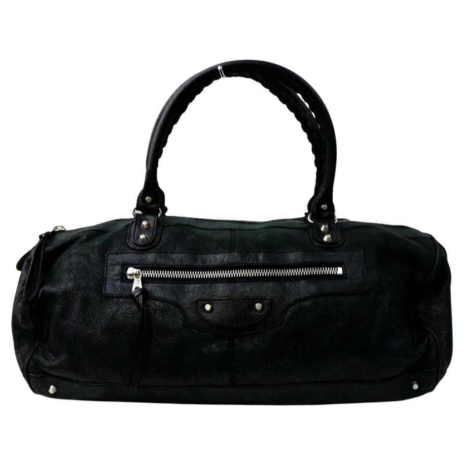 Balenciaga Boston Bag Polo Squash 871883 Black Leather Satchel