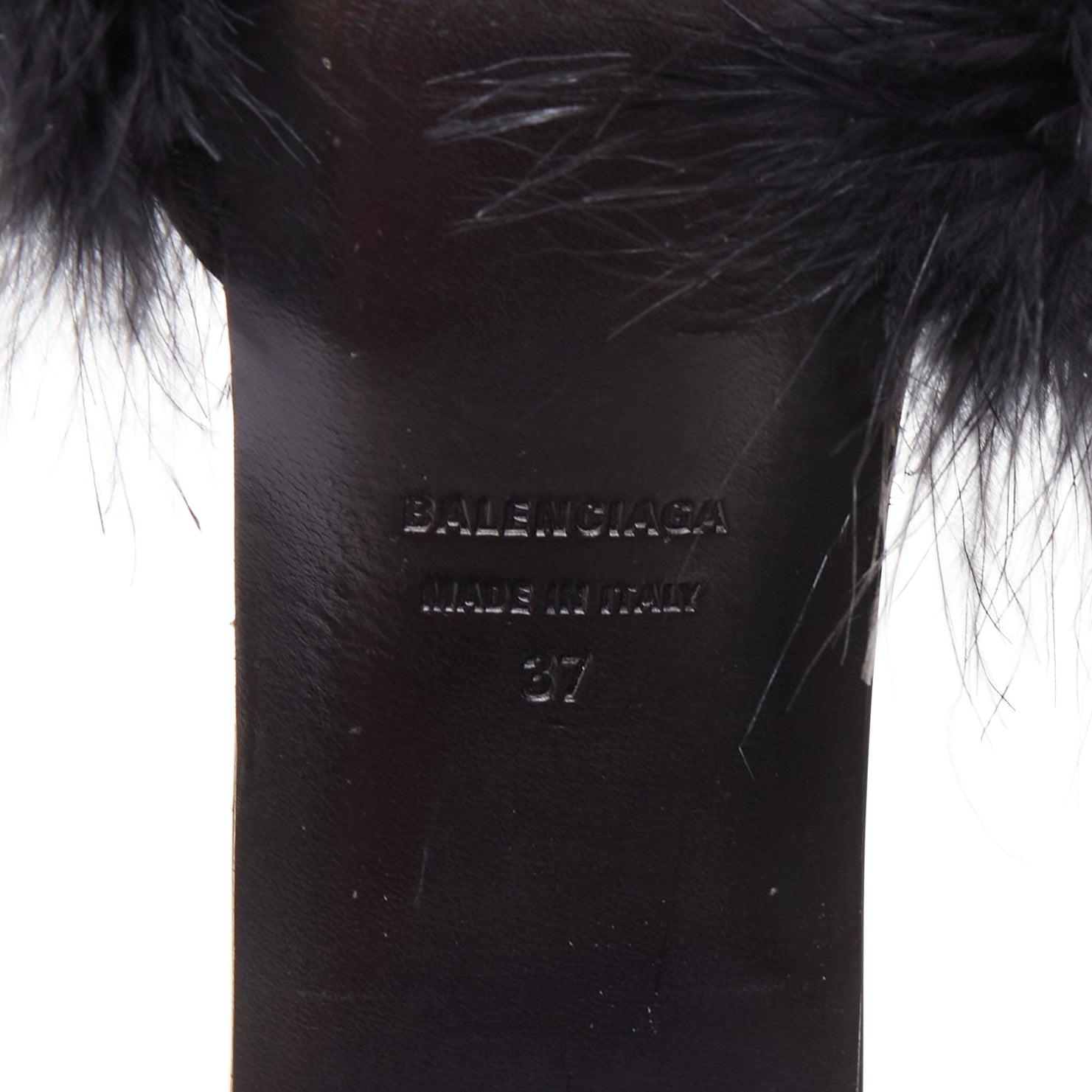 BALENCIAGA Boudoir negro pluma punta abierta zapatilla mule sandalias EU37 en venta 5