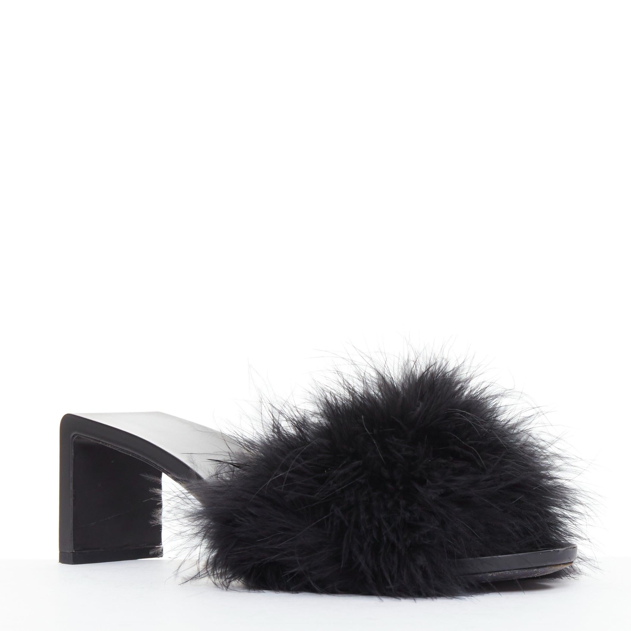 BALENCIAGA Boudoir negro pluma punta abierta zapatilla mule sandalias EU37 Negro en venta
