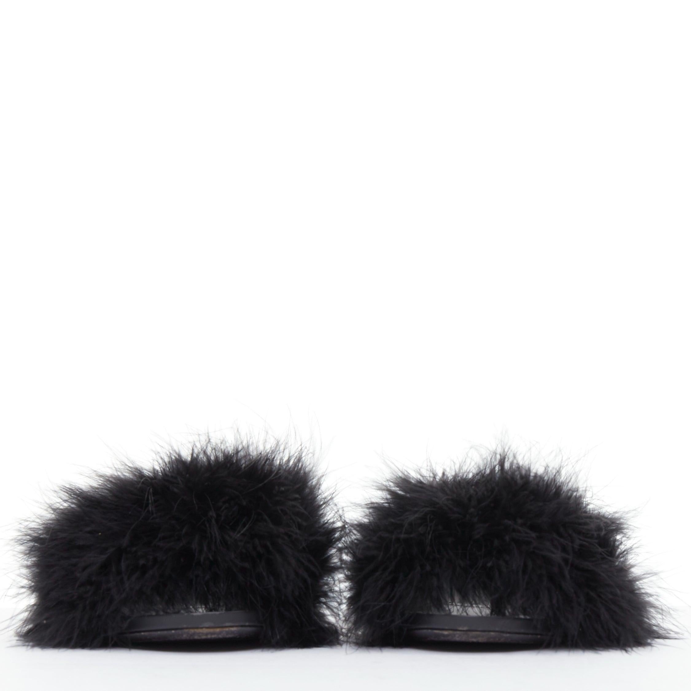 BALENCIAGA Boudoir negro pluma punta abierta zapatilla mule sandalias EU37 en Bueno estado para la venta en Hong Kong, NT