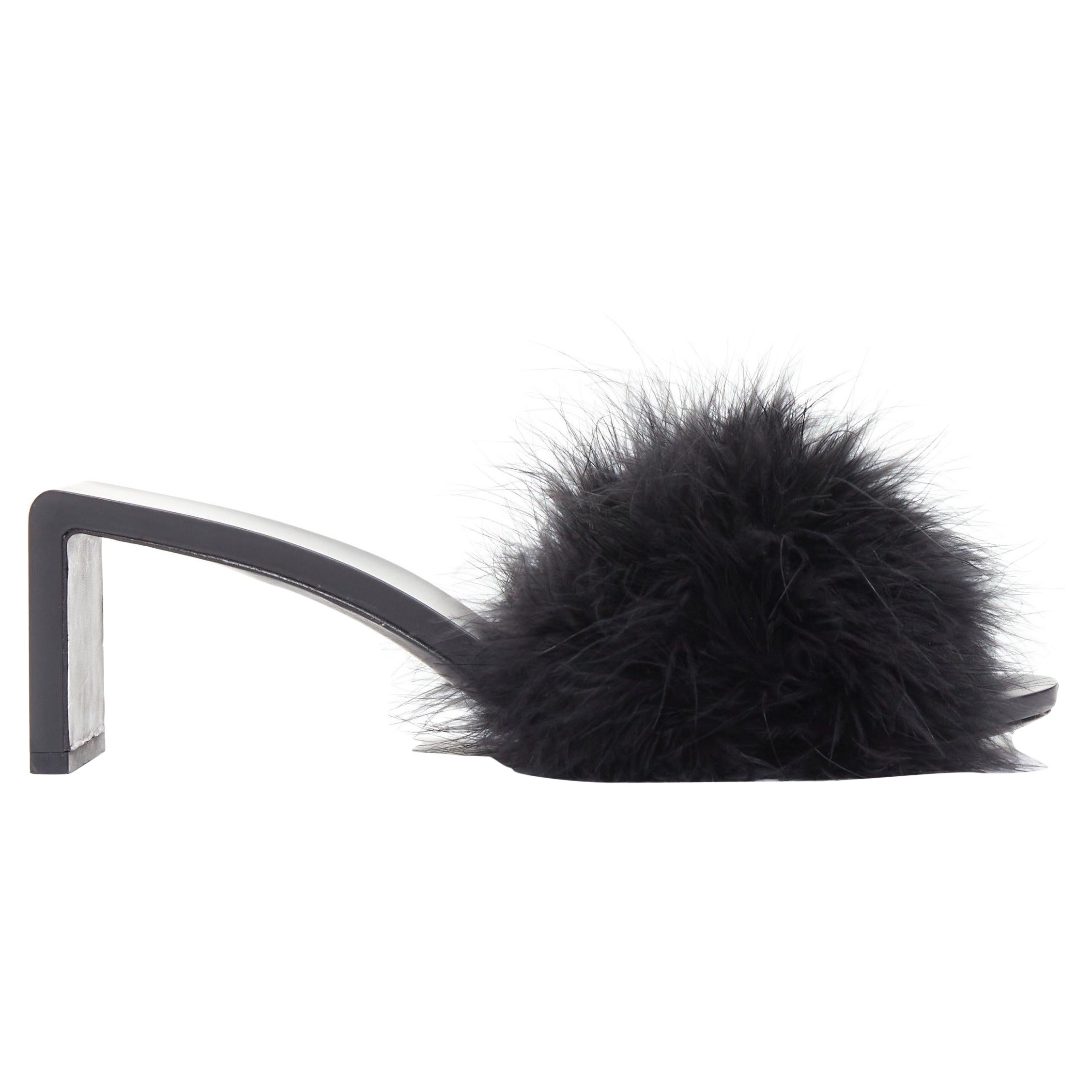 BALENCIAGA Boudoir negro pluma punta abierta zapatilla mule sandalias EU37 en venta