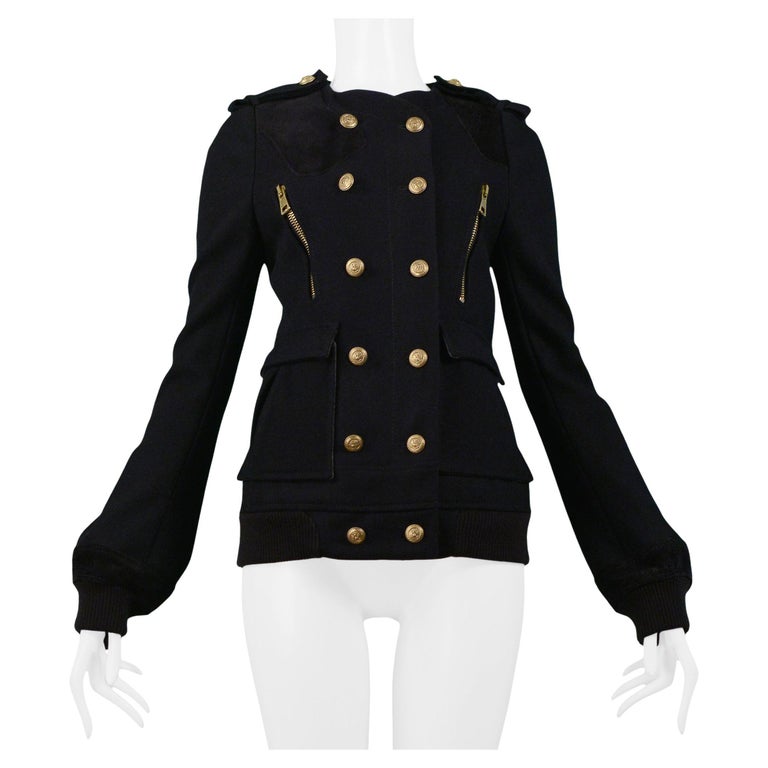 Balenciaga Brass Button Military Jacket For Sale at 1stDibs