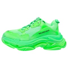 Balenciaga Bright Green Leather And Mesh Triple S Sneakers Size 40 at ...