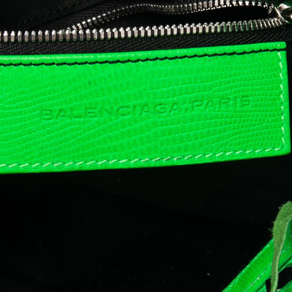 Balenciaga Bright Green Lizard Embossed Leather RH Town Tote 3