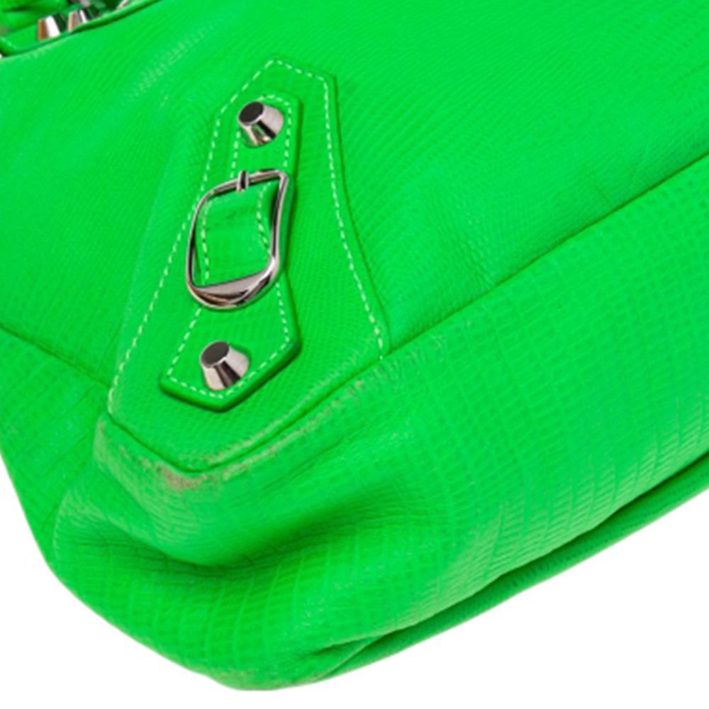 Women's Balenciaga Bright Green Lizard Embossed Leather RH Town Tote