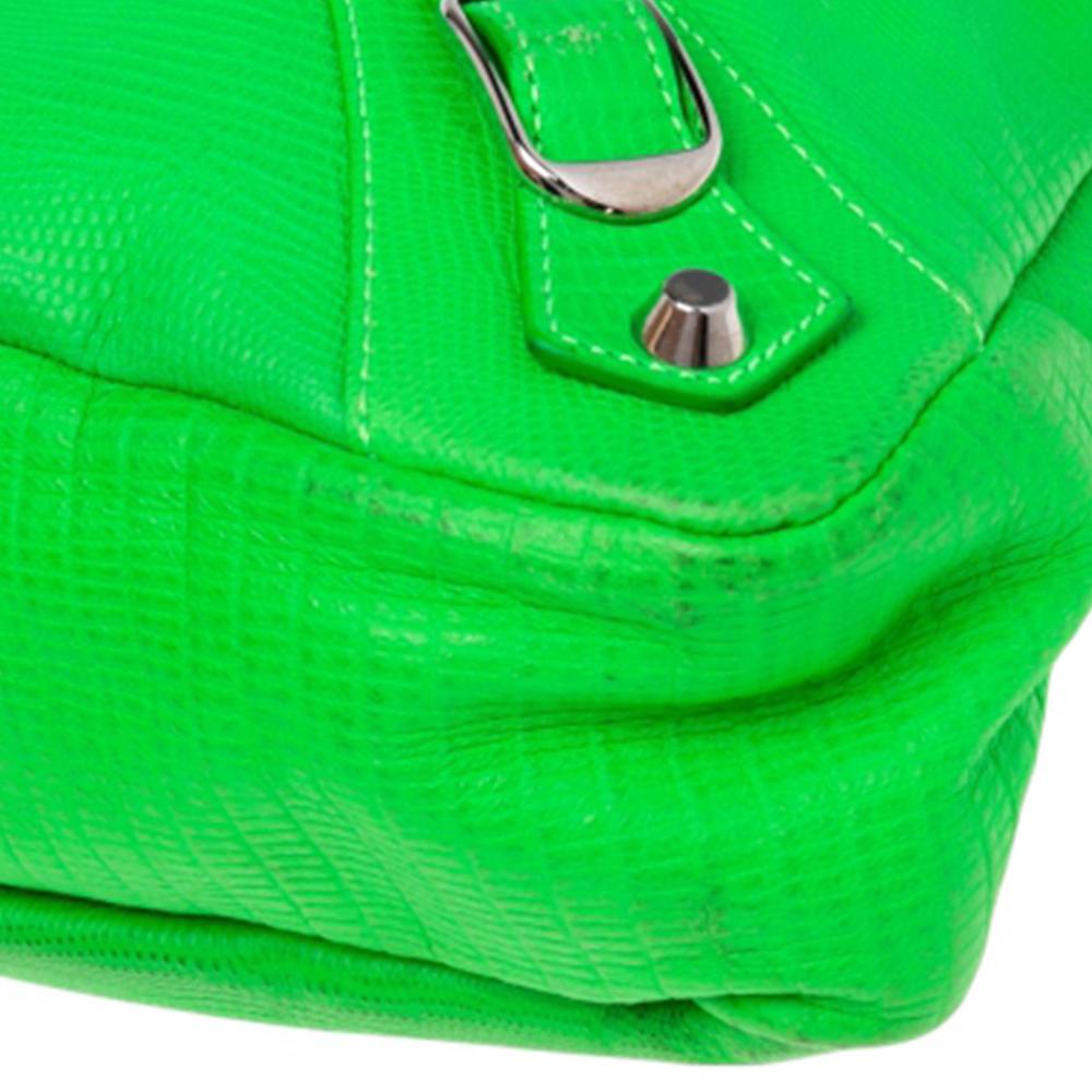 Balenciaga Bright Green Lizard Embossed Leather RH Town Tote 1