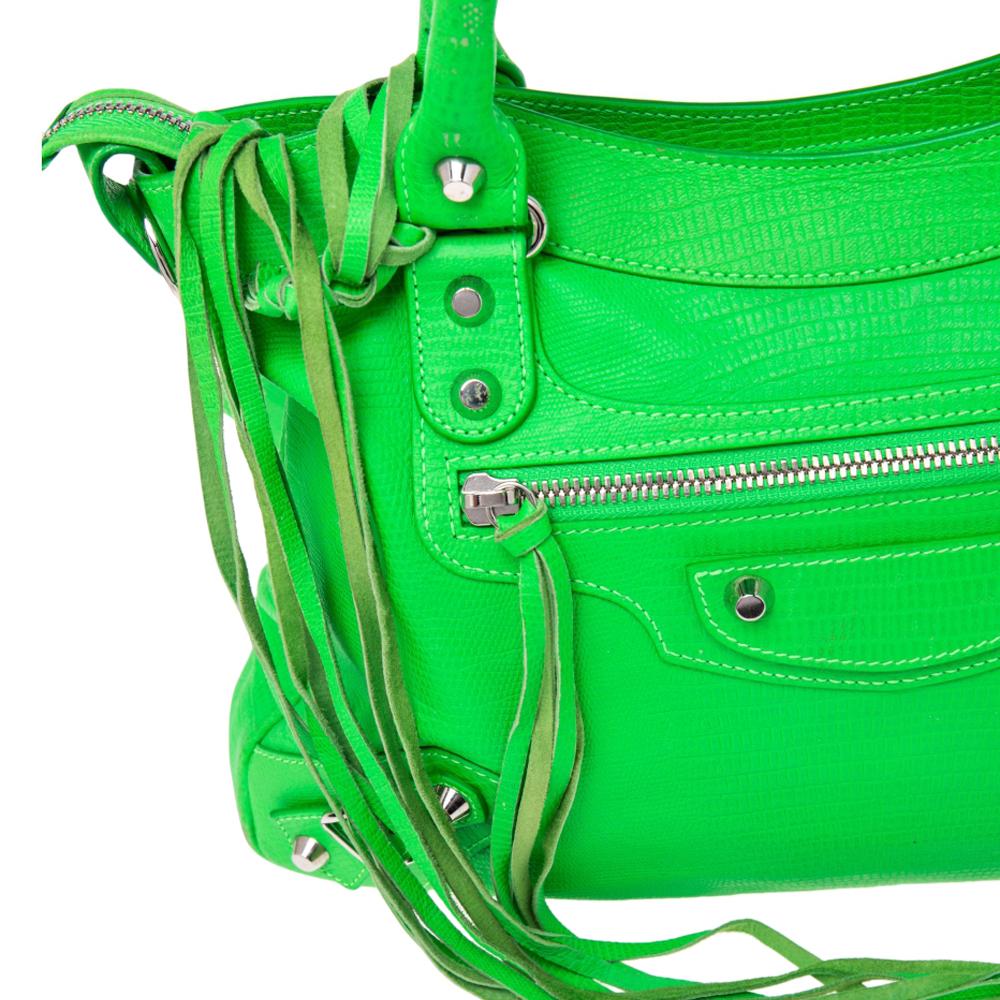 Balenciaga Bright Green Lizard Embossed Leather RH Town Tote 2