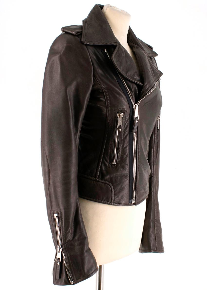 Black Balenciaga Brown Asymmetric Leather Jacket  - Size US 6