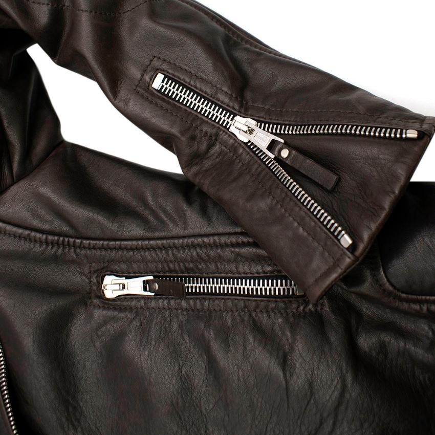 Women's Balenciaga Brown Asymmetric Leather Jacket  - Size US 6