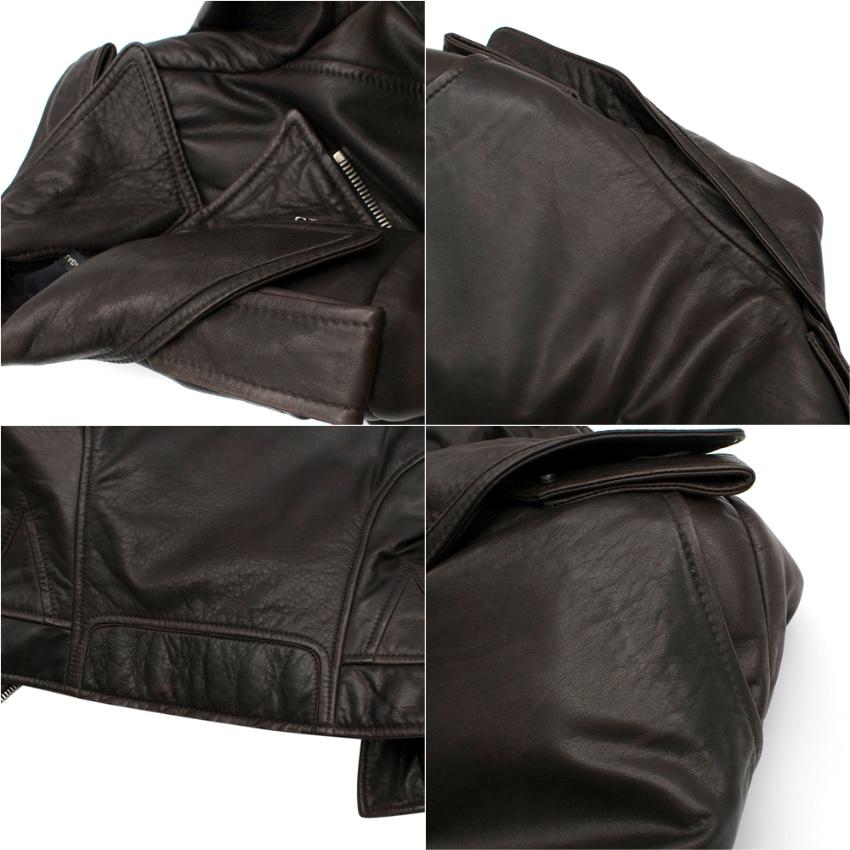 Balenciaga Brown Asymmetric Leather Jacket  - Size US 6 1