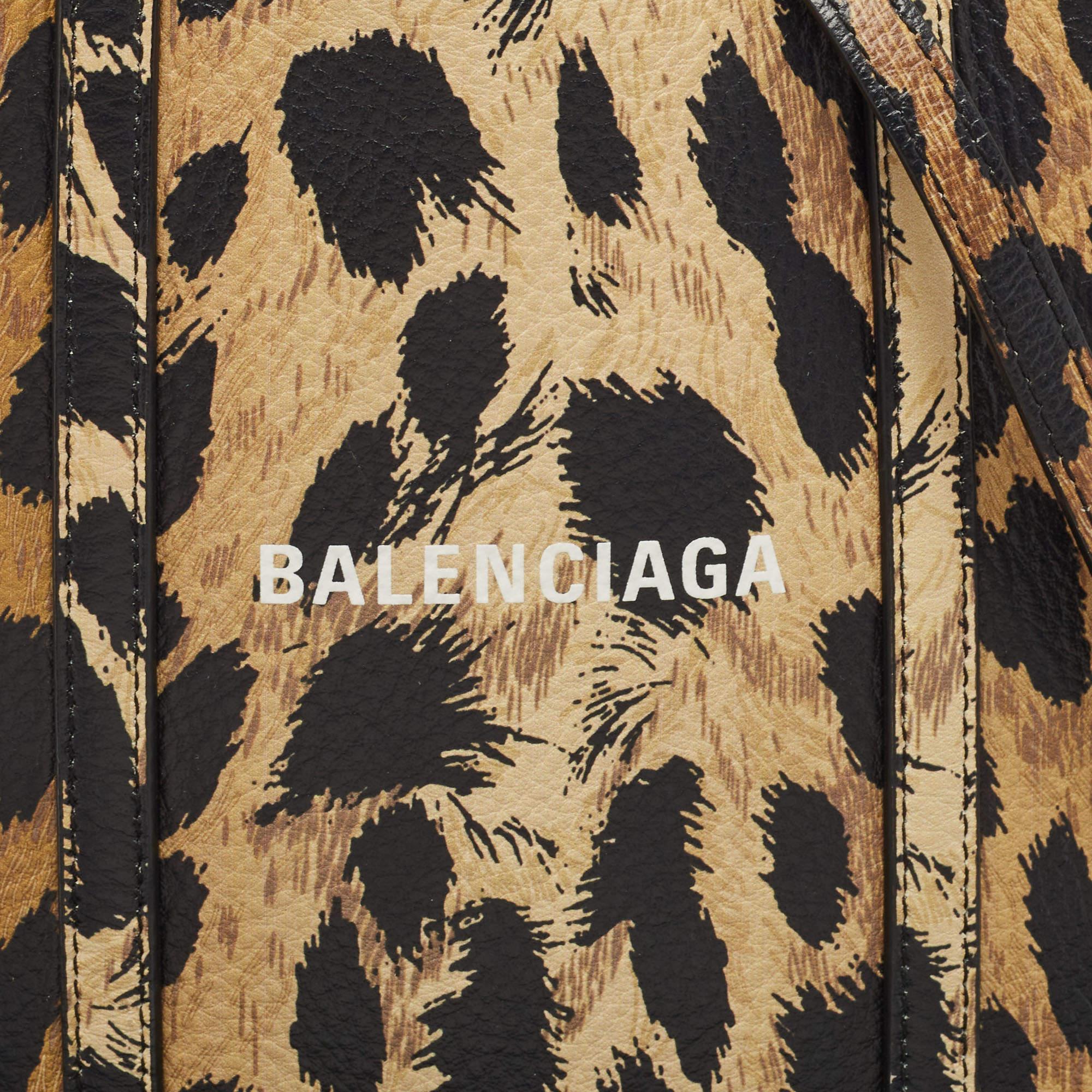 Balenciaga Brown/Black Leopard Print Leather XXS Everyday Tote 2