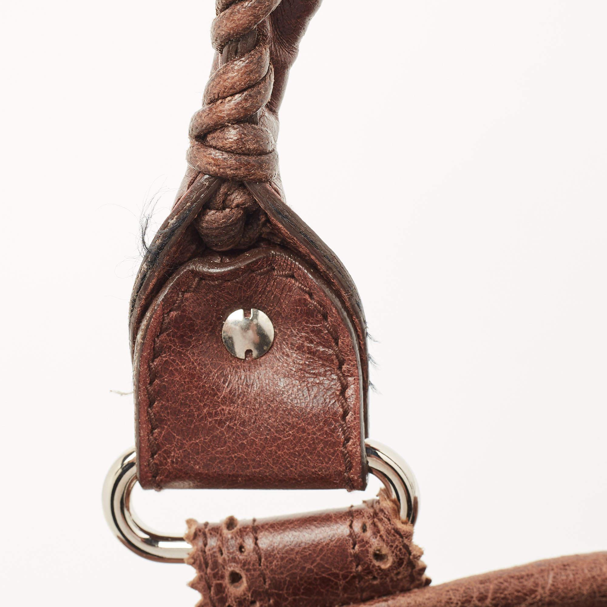 Balenciaga Brown Brogue Leather Work Tote In Good Condition In Dubai, Al Qouz 2