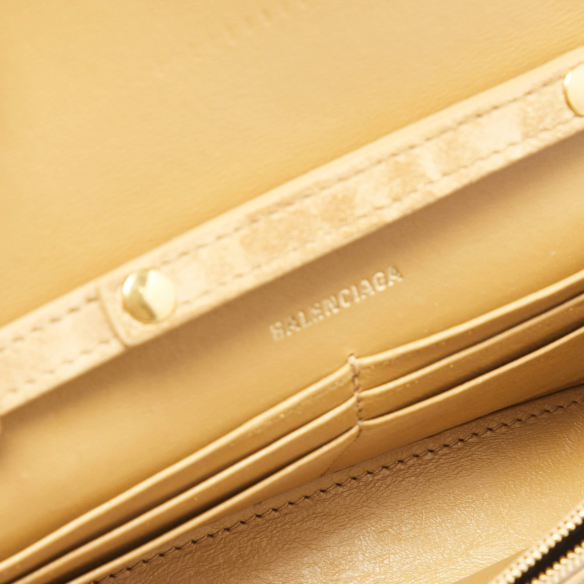 Balenciaga Brown Crystal Embellished Suede Hourglass Wallet on Chain 5