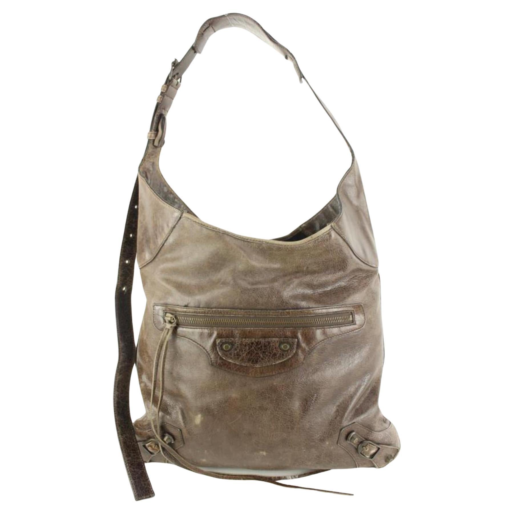 Balenciaga Brown Leather Besace Messenger Hobo Bag 91ba52s