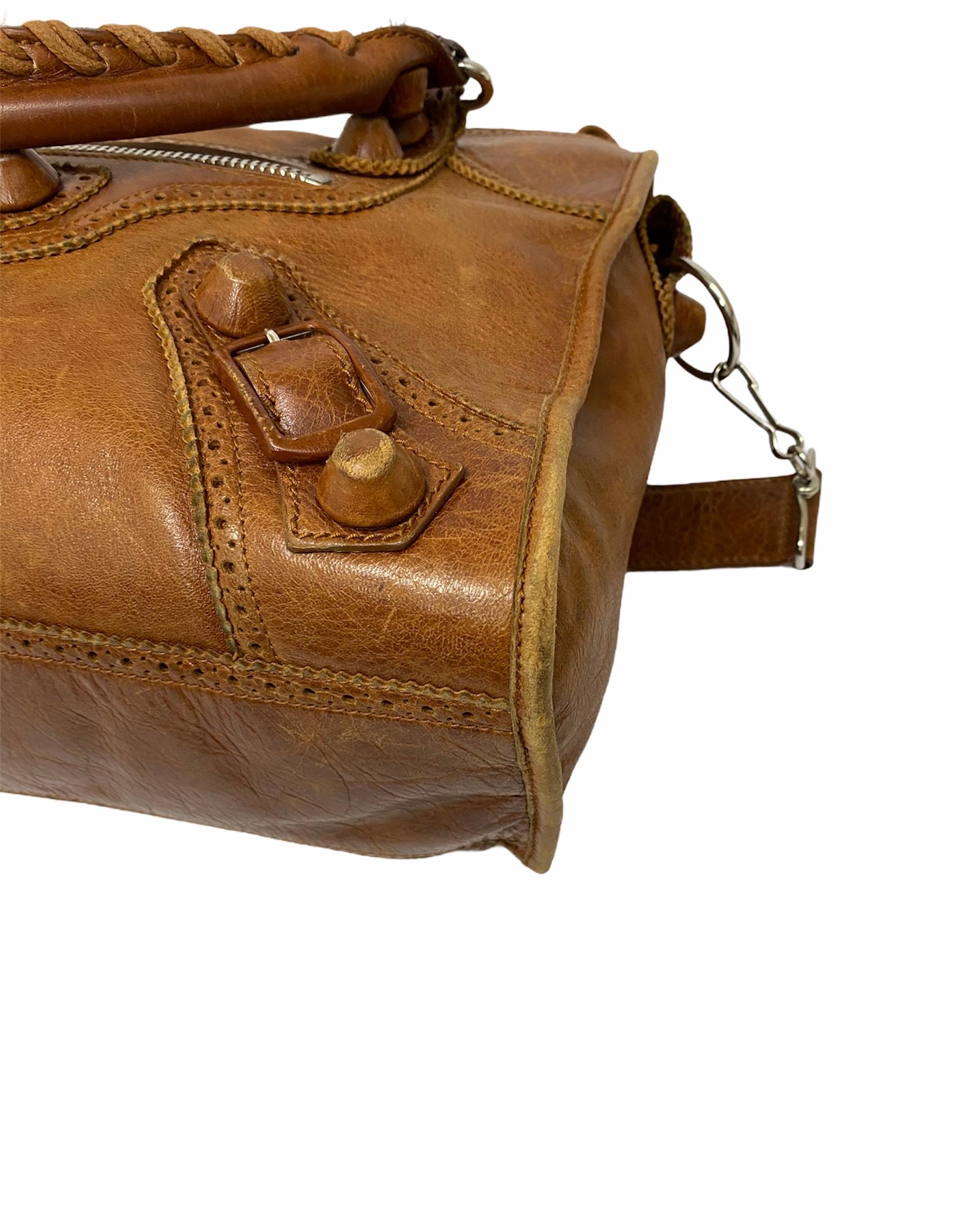 Balenciaga Brown Leather City Bag with Silver Hardware 1