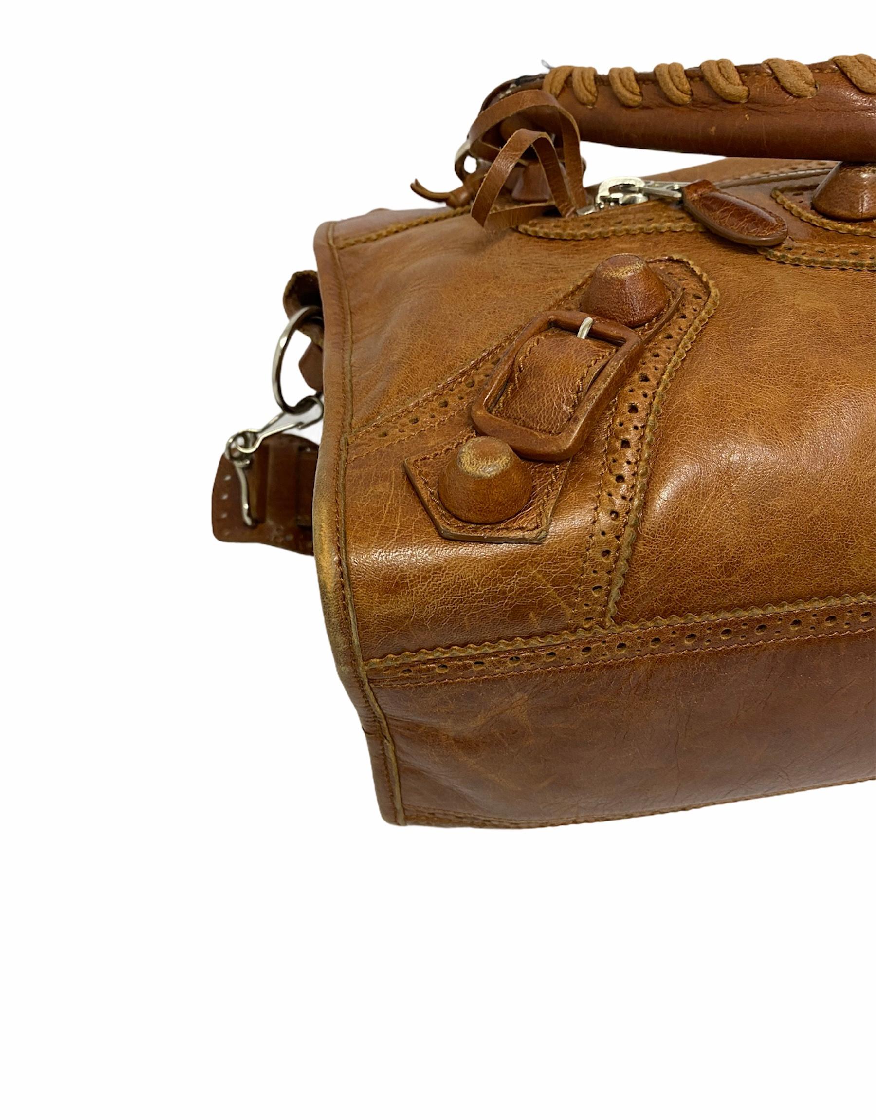 Balenciaga Brown Leather City Bag with Silver Hardware 2