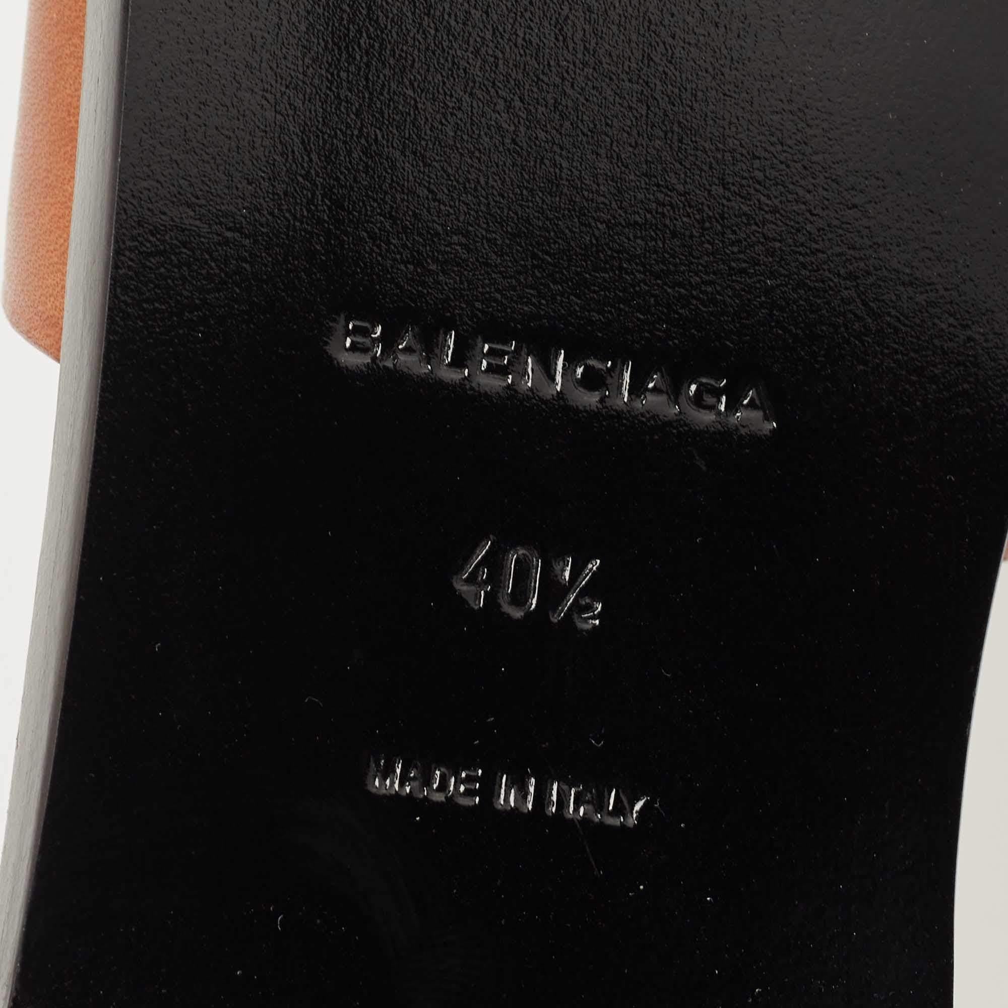 Balenciaga Brown Leather Flat Slides Size 40.5 3