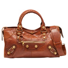 Balenciaga Brown Leather GGH Part Time Tote