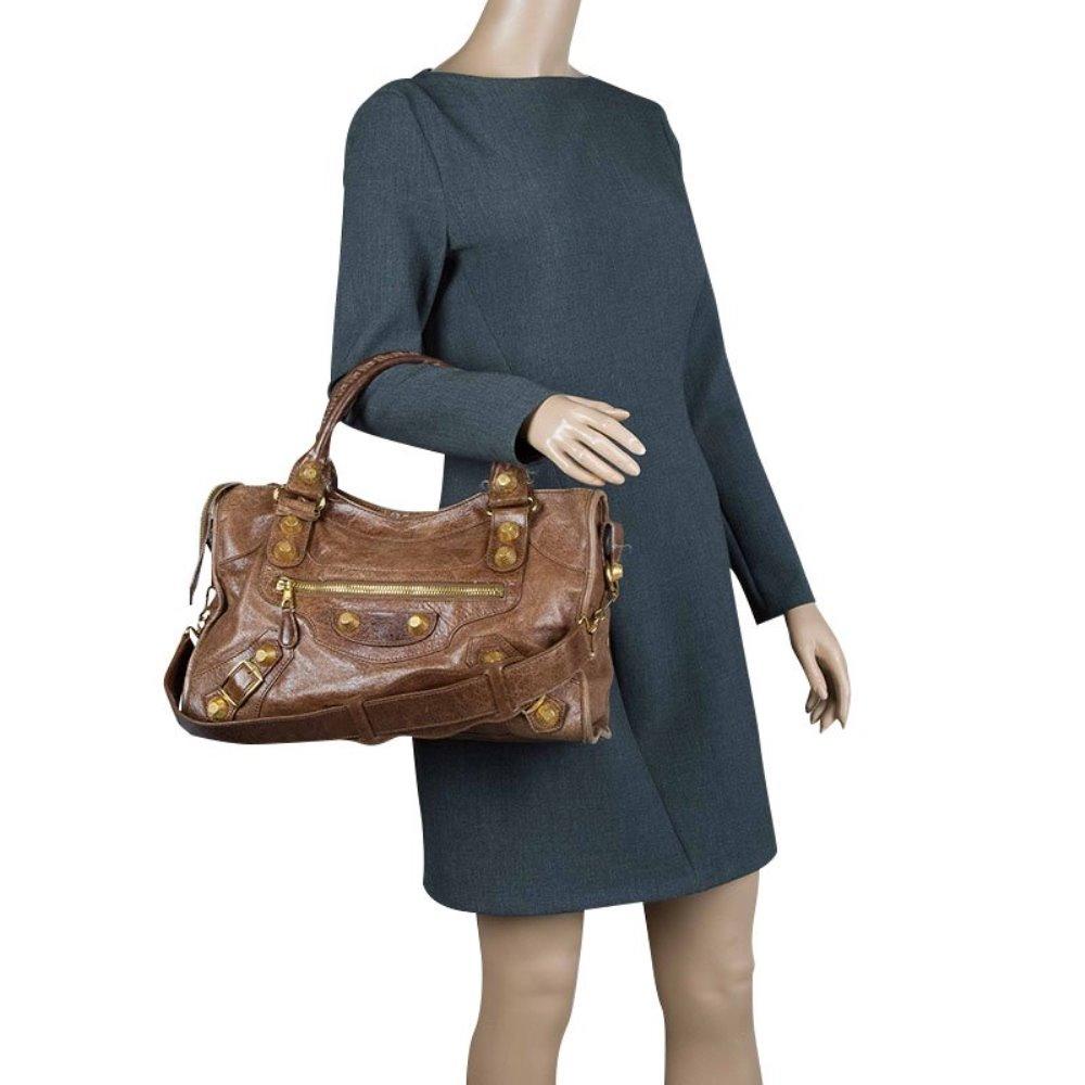 Balenciaga Brown Leather GH City Bag In Good Condition In Dubai, Al Qouz 2