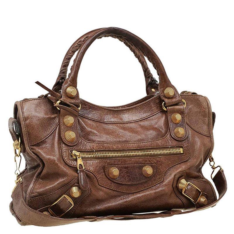 Balenciaga Brown Leather GH City Bag In Good Condition In Dubai, Al Qouz 2