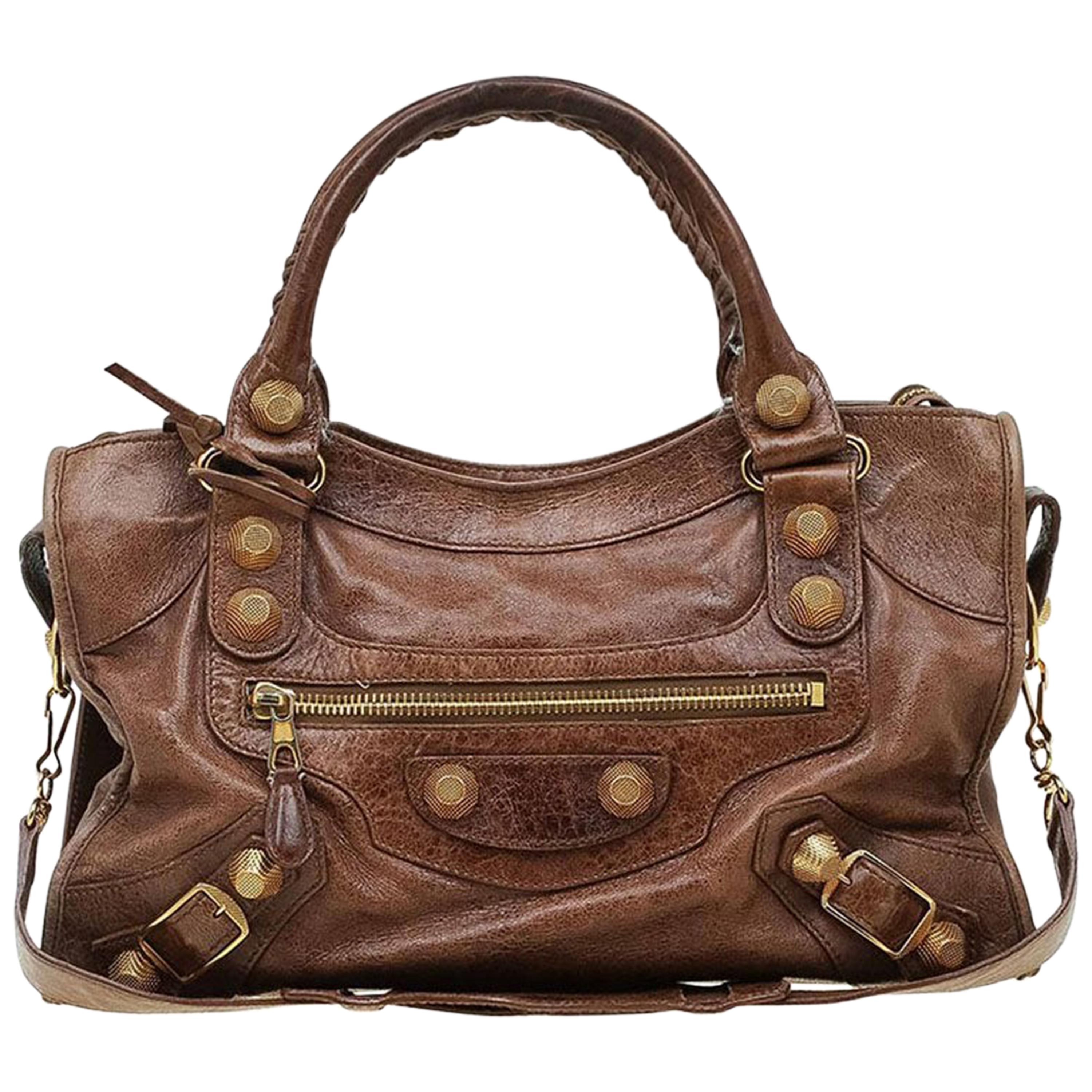Balenciaga Brown Leather GH City Bag